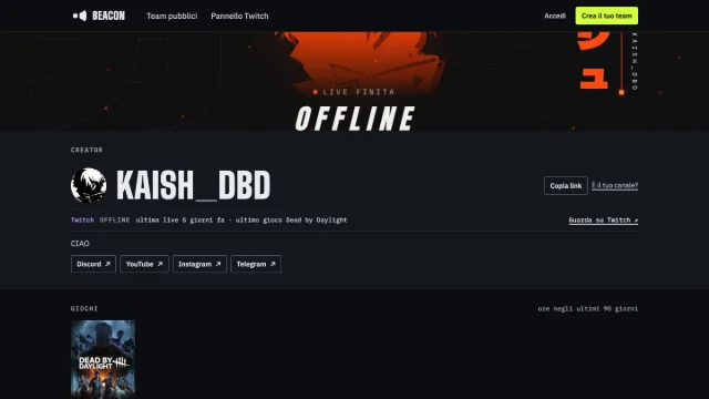 Pagina del creator