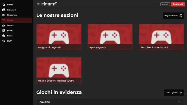 Elenco delle sezioni
