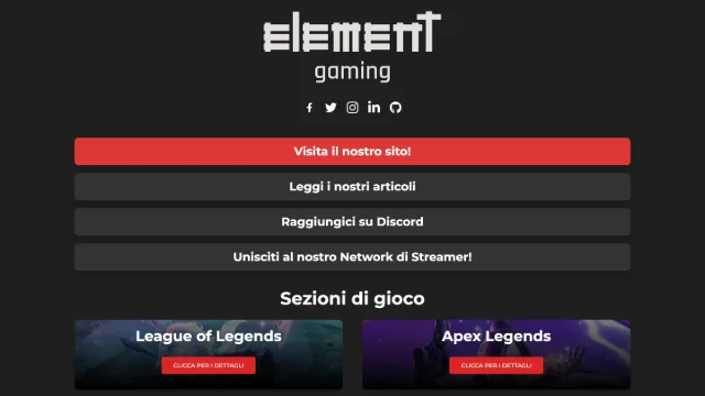 Schermata di Element Gaming Links